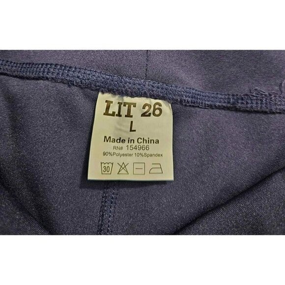 Lit 26 Womens Blue White Legging Capris w/Mesh Inserts Size Lg - Picture 3 of 3